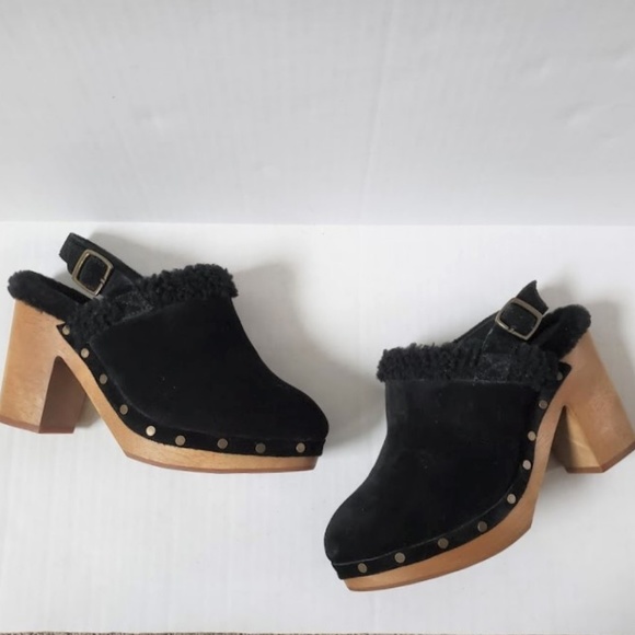 Madewell Shoes - NEW Madewell BLACK Shearling Slingback Clogs 8.5